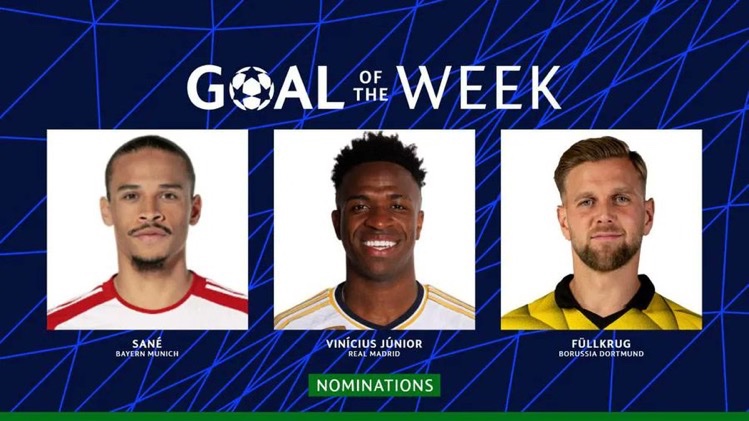 ❗️Official: Vinicius Junior's first goal against Bayern Munich has been nominated for the UCL Goal of the Week award.