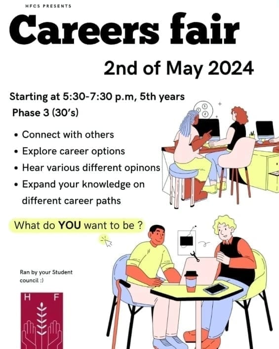 *** CAREERS FAIR *** Our Students' Council are organising a Careers Fair for 5th year students! It will take place TODAY, Thursday 2nd May, in rooms 32, 33, 34. It's sure to provide a lot of inspiration for students as they plan for their CAO in 6th year!😊 #hfcsrathcoole