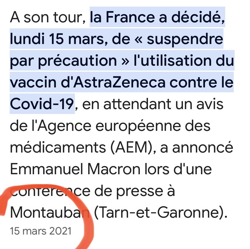 Le 28 juin 2021 l’AFP fait l’apologie de l’injection AstraZeneca alors que le 15 Mars 2021 la France avait décidé de le suspendre.