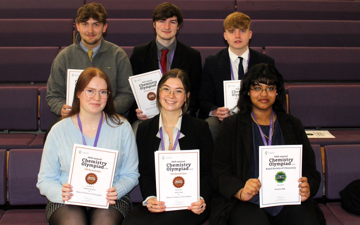 Ripley St Thomas CE Academy (@ripleystthomas) on Twitter photo On Wed 1 May, Bronze Chemistry Olympiad certificates were awarded to Alexis, Charles, Issy, Jonas, Josh & Thomas, with participation certs to Eastrine & Harry. Well done!👏The UKChO gives Y13 students the chance to push themselves & excel in the chemistry field <a href="/thesixthform/">The Sixth Form at Ripley St Thomas</a> On Wed 1 May, Bronze Chemistry Olympiad certificates were awarded to Alexis, Charles, Issy, Jonas, Josh & Thomas, with participation certs to Eastrine & Harry. Well done!👏The UKChO gives Y13 students the chance to push themselves & excel in the chemistry field <a href="/thesixthform/">The Sixth Form at Ripley St Thomas</a>