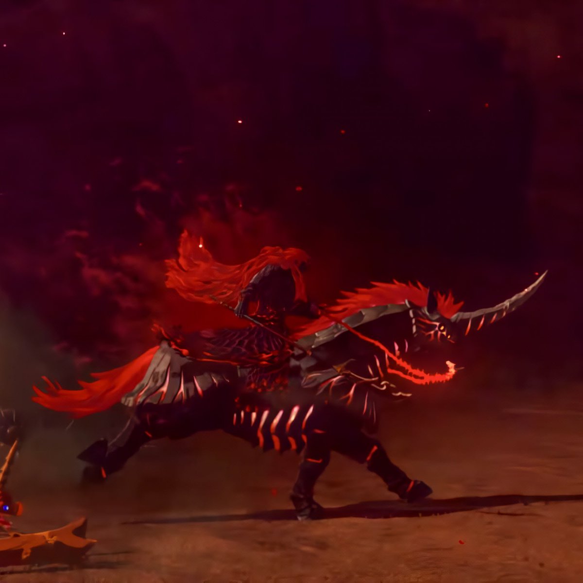 Look how happy Ganondorf is to be riding his demonic unicorn into battle