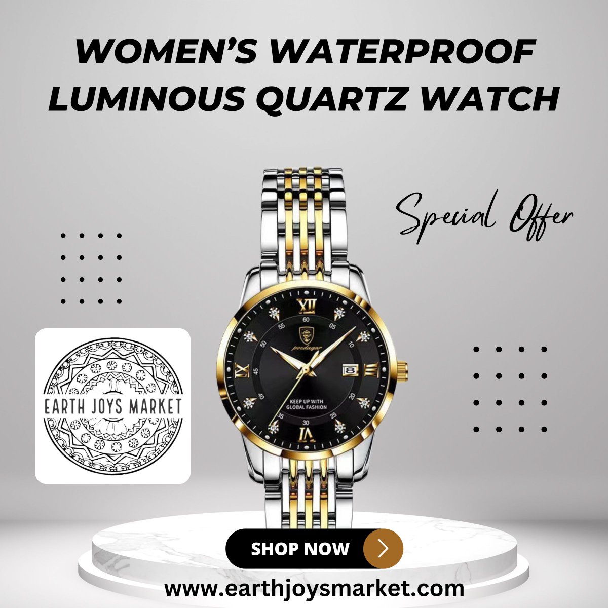'Timeless Elegance: Shop Women’s Waterproof Luminous Quartz Watch at Earth Joys Market!' Shop Now: ➡ earthjoysmarket.com/product/womens… #EarthJoysMarket #WatchesForWomen #LuxuryWatches #BuyNow #OnlineShop #watch #watches #watches #buynow #luxurywatch #luxurywatches #goldwatch