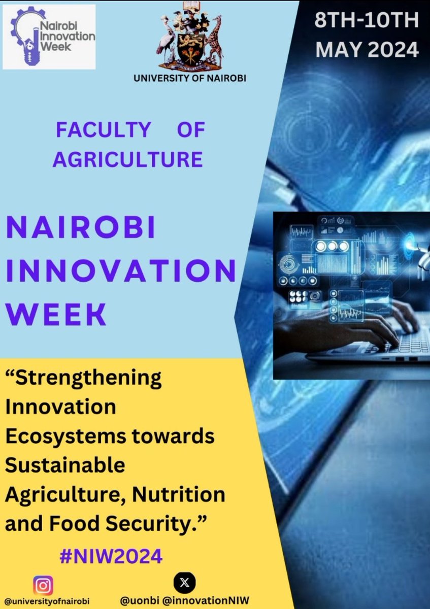 What is the future of Agriculture in the country? The Nairobi Innovation Week will have exhibitors and innovators showcasing the current trends in Agriculture in the country and region. Don't miss out! Visit niw.uonbi.ac.ke for more information. #NIW2024