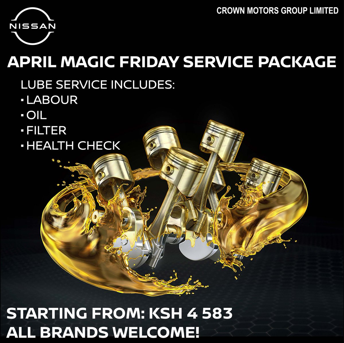Enhance your driving experience from only KSH 4 583 with our magic service package. Visit Nissan Kenya today or contact us at +254 736 407 533, info@crownmotors.co.ke or crownmotors.co.ke/nissan/ #NissanKenya
