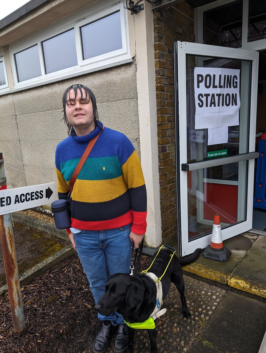 Getting in early with my contribution to #DogsAtPollingStations — obviously the competition ends here, no one can beat Lacey (not biased, accurate). Remember to vote today, and to know your rights if you're a disabled voter: our democracy must be accessible.