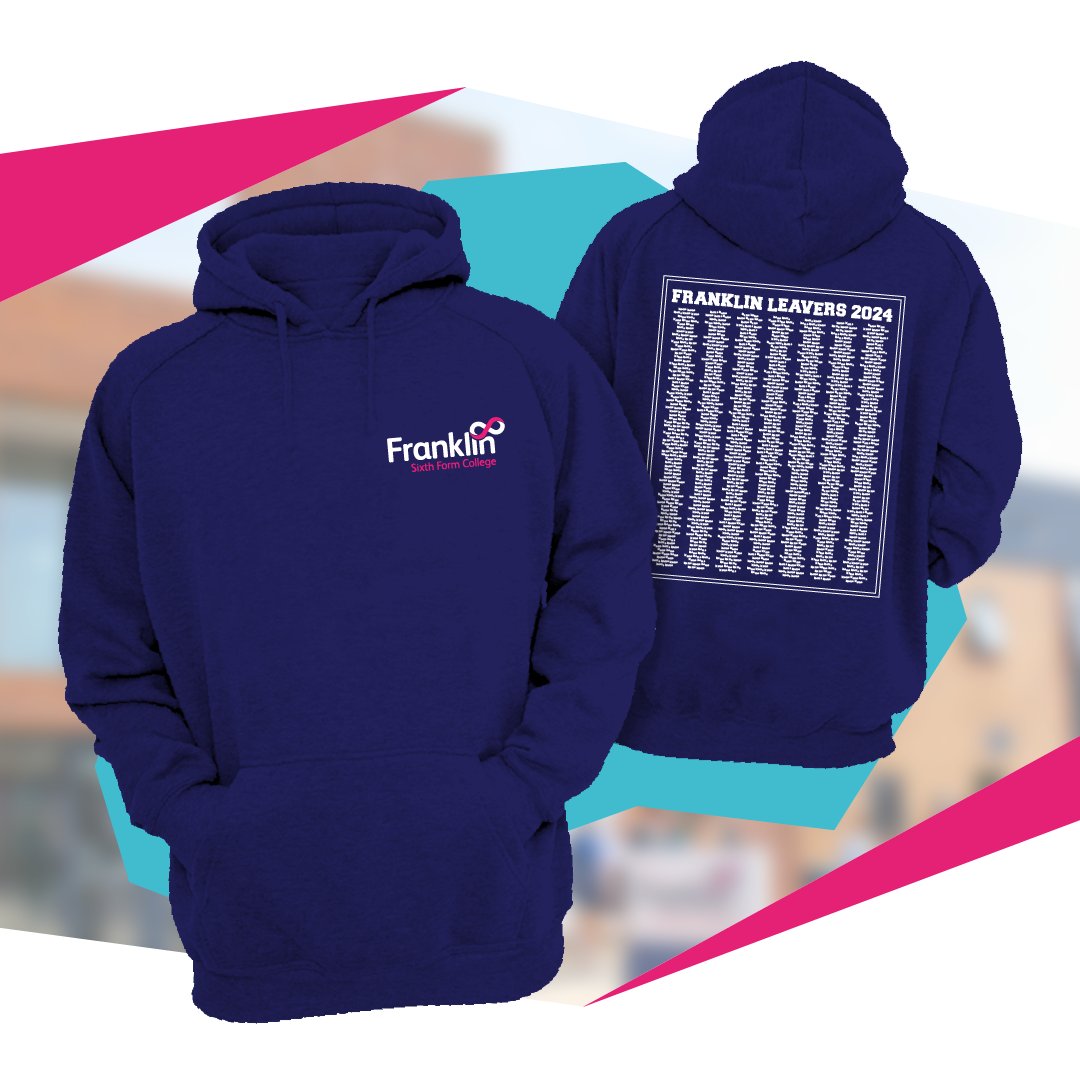 We've go our annual Franklin Leavers hoodies for you to remember the amazing journies you've had with us! 🤩 A choice of either navy or pink can be purchased from Finance. Grab yours before Friday 9th May.* *Bursary students can purchase a hoodie at a discounted rate.