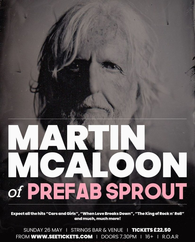 Calling all Prefab Sprout fans!🎶⁠
⁠
Coming to Strings on Sunday the 26th May is Prefab Sprout bass player and founding member - Martin McAloon.⁠
⁠
If you fancy a chilled Sunday evening show from a man who really knows what he's doing, this one is for you!⁠