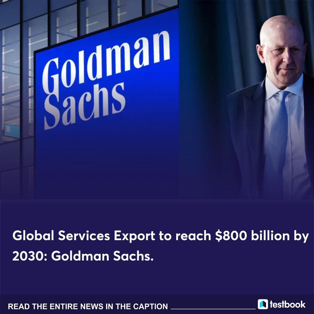 🚨Goldman Sachs projects India's services exports to hit $800B by 2030, reducing rupee volatility. FY23 saw IT revenue at $245B, fueled by digital services, employing 5.4M.

[Current Affairs, Export, Knowledge & Facts, Govt. exam, 2024]