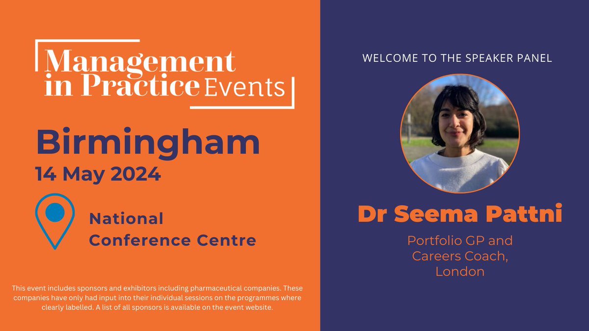 Dr Seema Pattni, Portfolio GP and Careers Coach, will speak at Management in Practice Birmingham on 14 May. Dr Pattni's talk will focus on Wellbeing for Practice Managers - sign up now to attend: buff.ly/3PWlL3G