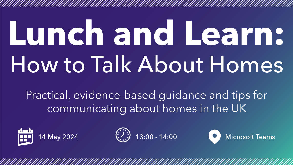 Join our first How to talk about homes webinar for an introduction to what framing is & why it matters, plus the top recommendations for framing communications about homes🏘️ 📆Tuesday 14 May ⏰13:00 - 14:00 📍Microsoft Teams Secure your FREE place 👉bit.ly/44m2PRN