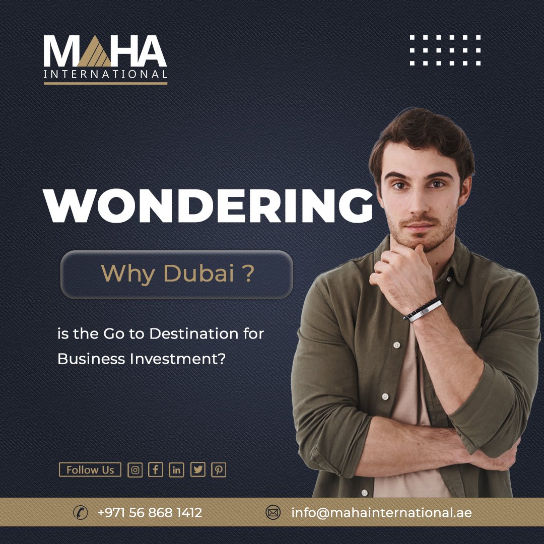 Unlock the potential of your business dreams with Maha International in Dubai! 🚀 Discover why Dubai's strategic advantages make it the ultimate destination for investment and growth.

#business #smallbusiness #businessowner #consultancy #services #startup #startupbusiness