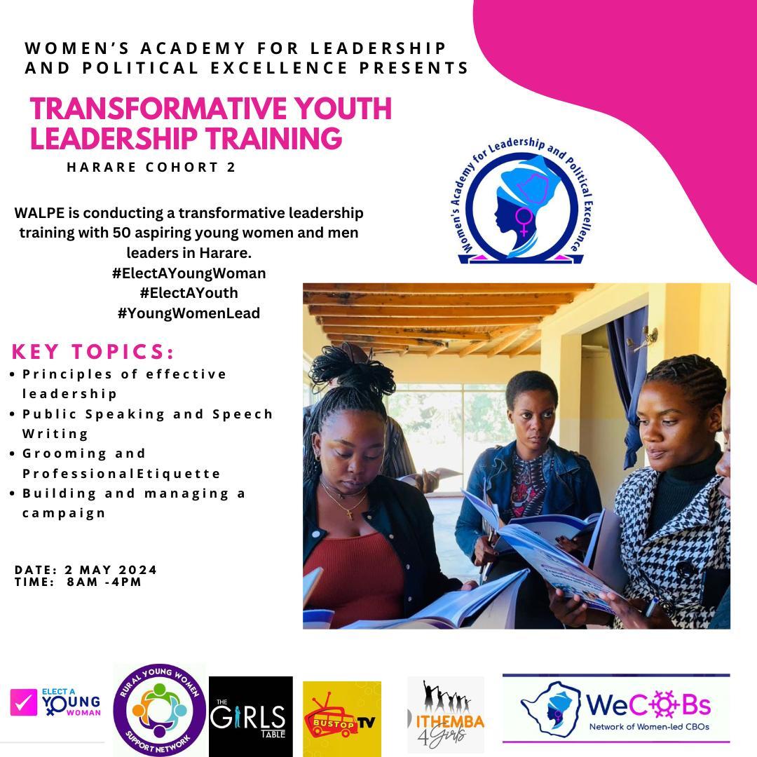 Today, @WalpeAcademy will be engaging 50 aspiring youth leaders from various backgrounds on Transformative Leadership Training.
#ElectAYoungWoman
 #ElectAYouth
 #YouthInLeadership 
@SiphoMalunga
@OpenSociety
 @trocaire @euinzim