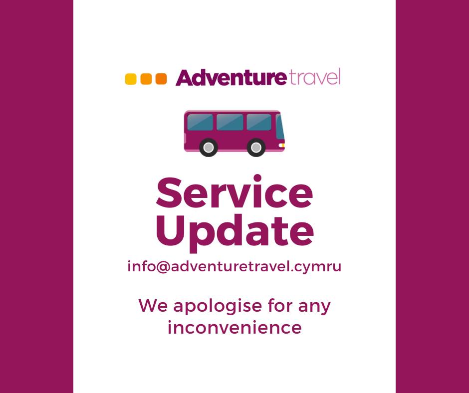 The 65 service will resume from Pines Centre (09:32) to Talbot Green (10:12).