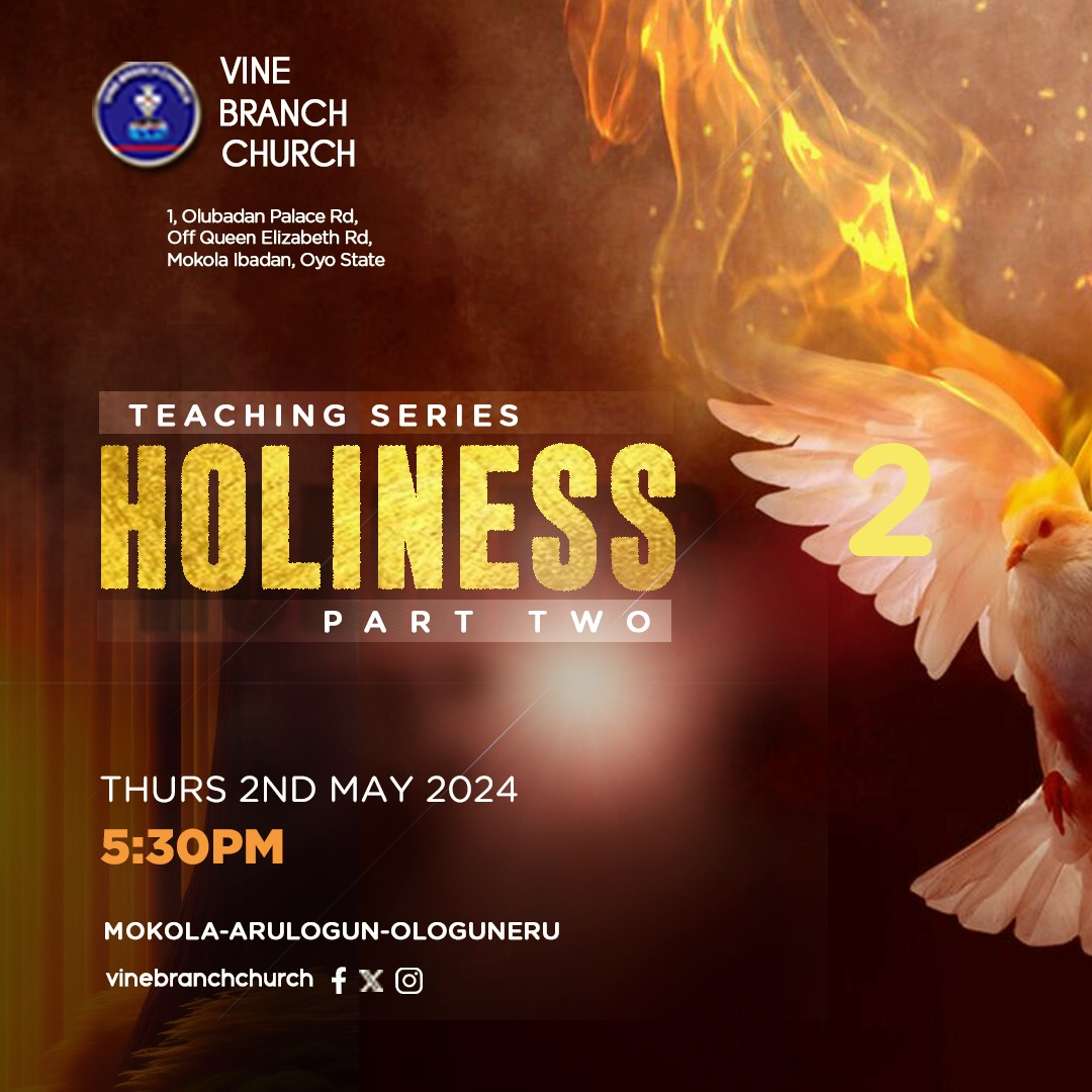 Join us today at 5:30 pm for Our interdenominational teaching service! 

Discover the essence of Holiness - God's standard for His children. Learn how grace empowers us to live holy lives. 

Don't miss out!

This Thursday, 2nd May l 5:30pm

#Holiness2
#HourOfEmphasis
#VBCService