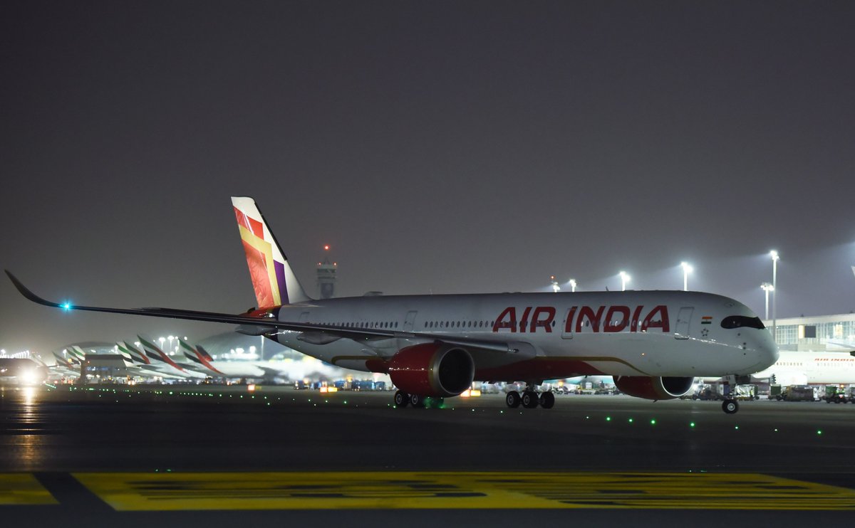 A new ‘tail’ unfolds. Our flagship A350 landed at Dubai International Airport last night, and is now operating daily flights between Delhi and Dubai. ✈

When are you flying on us next?

#FlyAI #AirIndia #A350 #Dubai