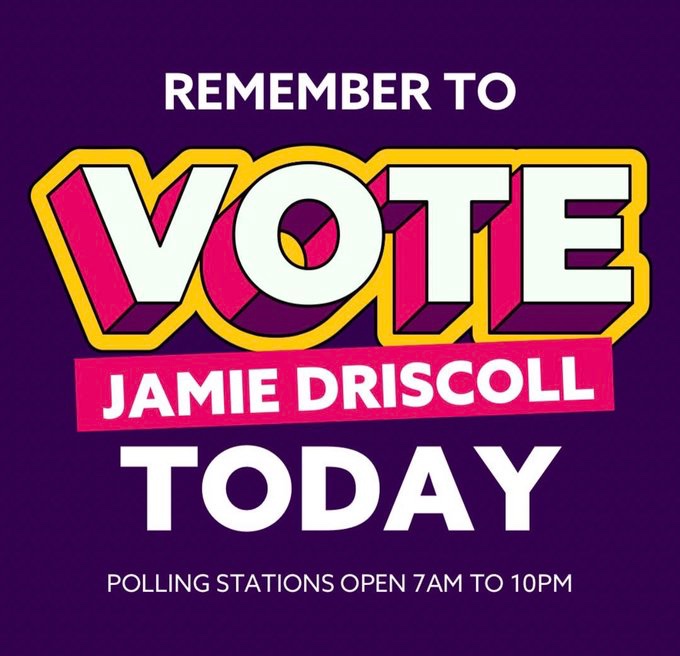 The polls are open! Let’s do this 💪

#LocalElections2024 

#Fighting4NorthEast 
#JD4IndyMayor
#VoteJamieDriscoll