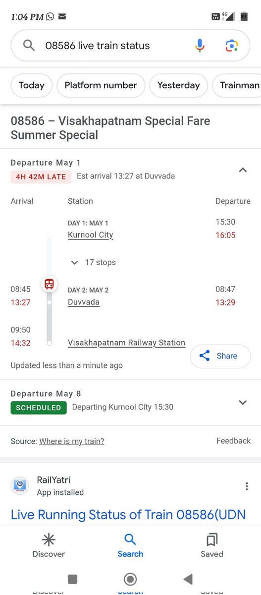 pavanmaverick23's tweet photo. Excellent special train launched by @RailMinIndia for this summer.. It's so special that passengers have to wait at stations for hours and travel time is also so special with a running time of 5hrs late from scheduled time. Kudos Indian Railways for making it so special. #08586 https://t.co/TK95B0bRK8