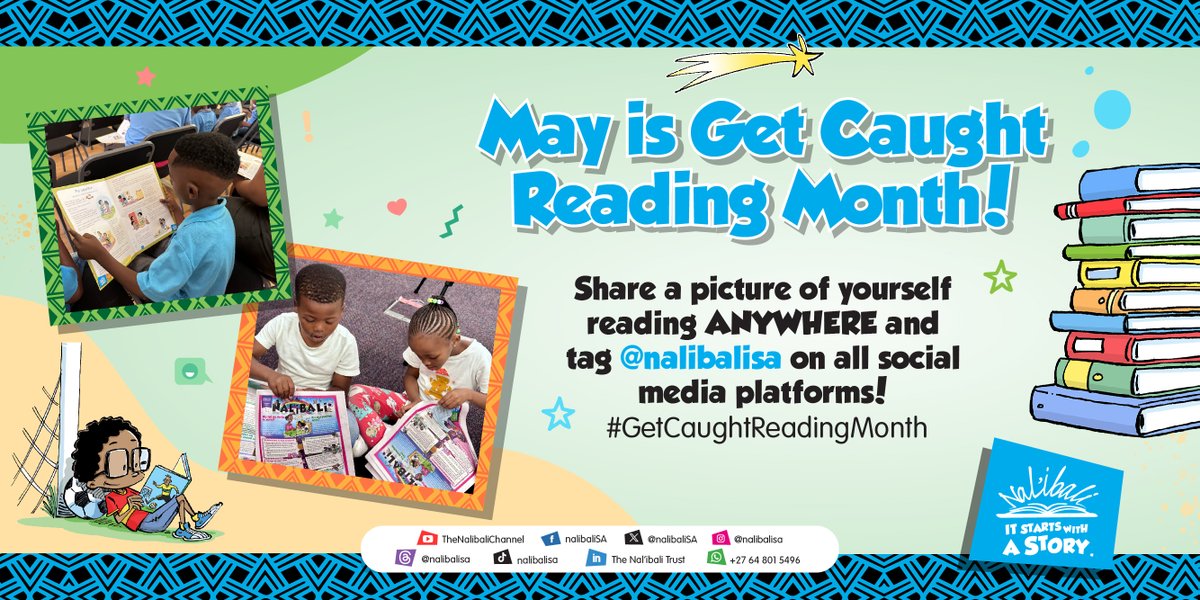 It's Get Caught Reading Month! Share your #GetCaughtReadingMonth pictures with Nal'ibali in the comments or tag @NalibaliSA on all social media platforms. Reading for enjoyment can be done anywhere and anytime! We cannot wait to see the cool and crazy spaces Nalibalians like…