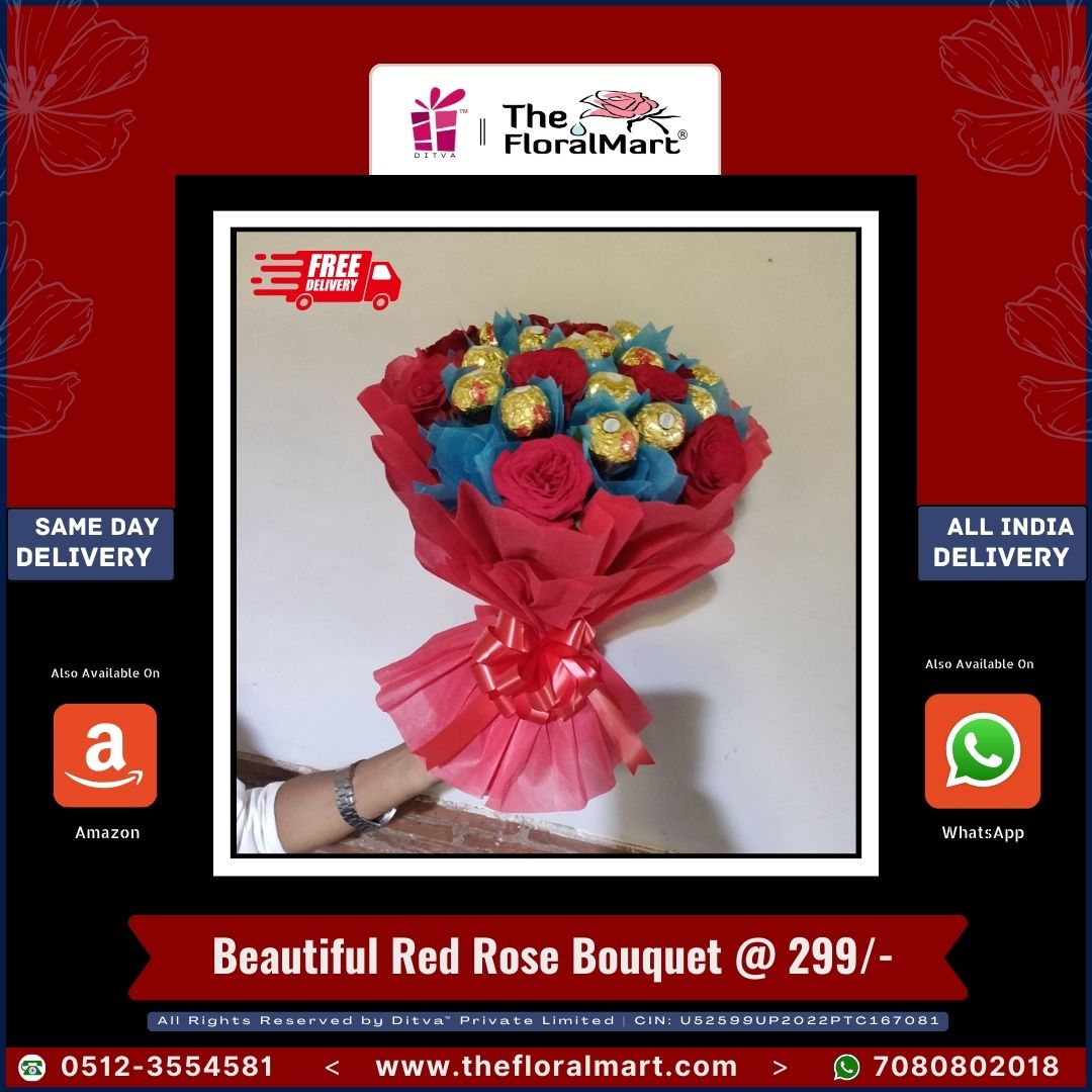 Get  This Beautiful Red Rose Bouquet @ 299/- with Free Delivery in India.

🔥 Book Your Gift Now by;
👉 ✅ Visit: thefloralmart.com
👉 ✅ Amazon: amazon.in/thefloralmart
👉 ✅ Call or WhatsApp: 0512-3554581; 7080802018  

#freedelivery #freshflowers #gifts #onlinegifts