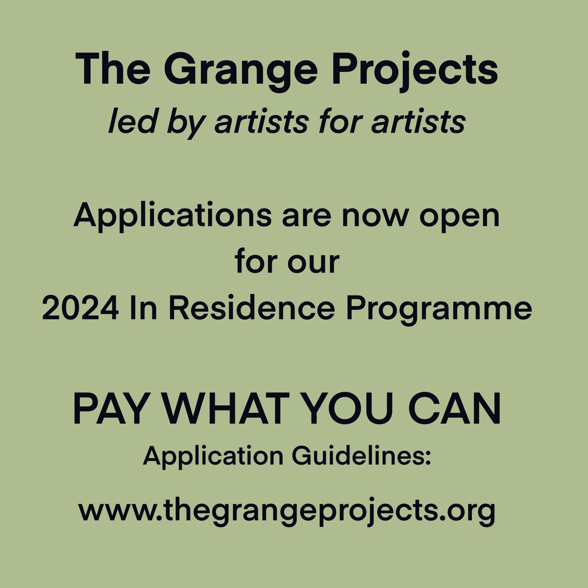 Everyone’s welcome at The Grange Projects. Rolling deadline 15th of each Month. Next Deadline 15 MAY. #artistopportunity #artistopportunities #artistopencalls #artistinresidence
thegrangeprojects.org/copy-of-applic…