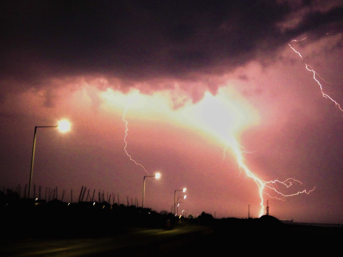 Lightning on Southend seafront last night during a thunderstorm! Photo by Aaron Chesham.