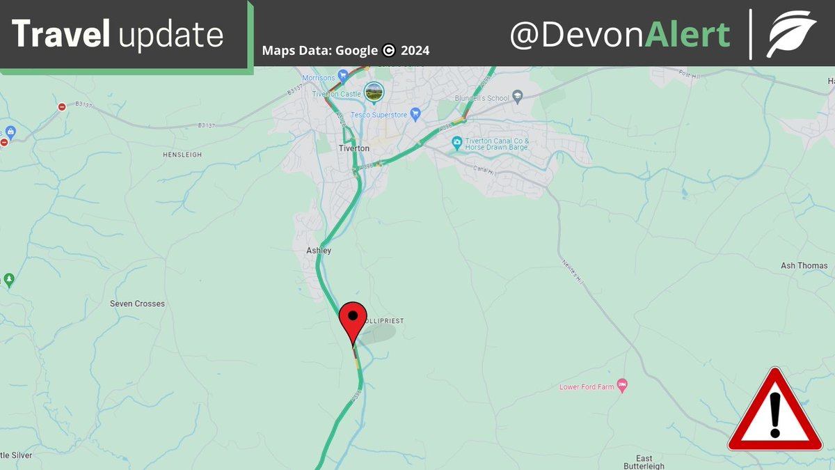 #Devon There is a tree down on the A396 South of Ashley which is blocking half the carriageway on the Tiverton bound side, please take extra care when driving this morning. SH @StagecoachSW @BBCDevon