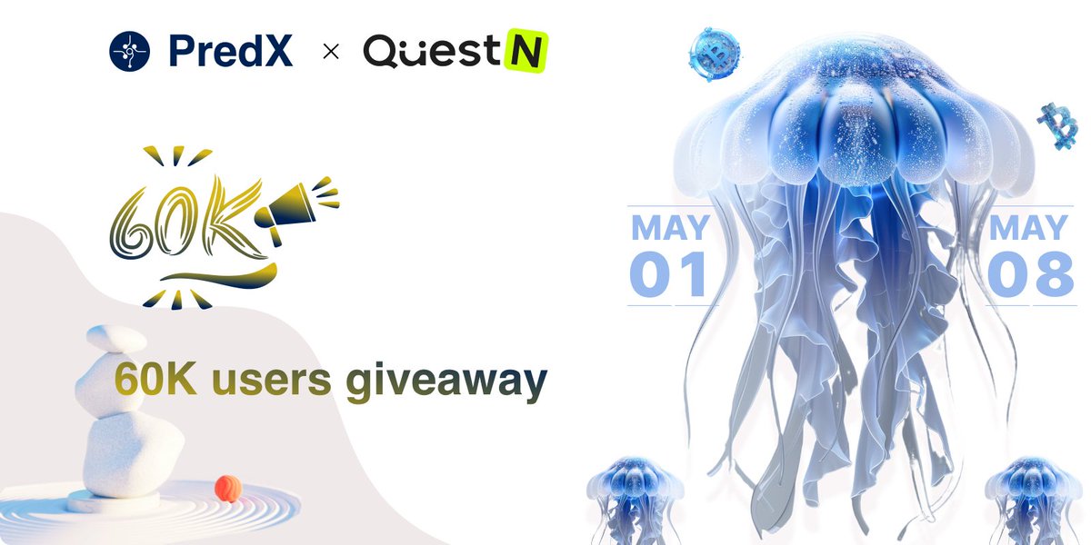 Rejoignez-nous pour célébrer une étape importante sur @QuestN_com : 60 000 utilisateurs ! Nous sommes ravis d'offrir un cadeau de 100 USDT en guise de remerciement ! 🎉 app.questn.com/quest/90014994… #PredX #AI #QuestN