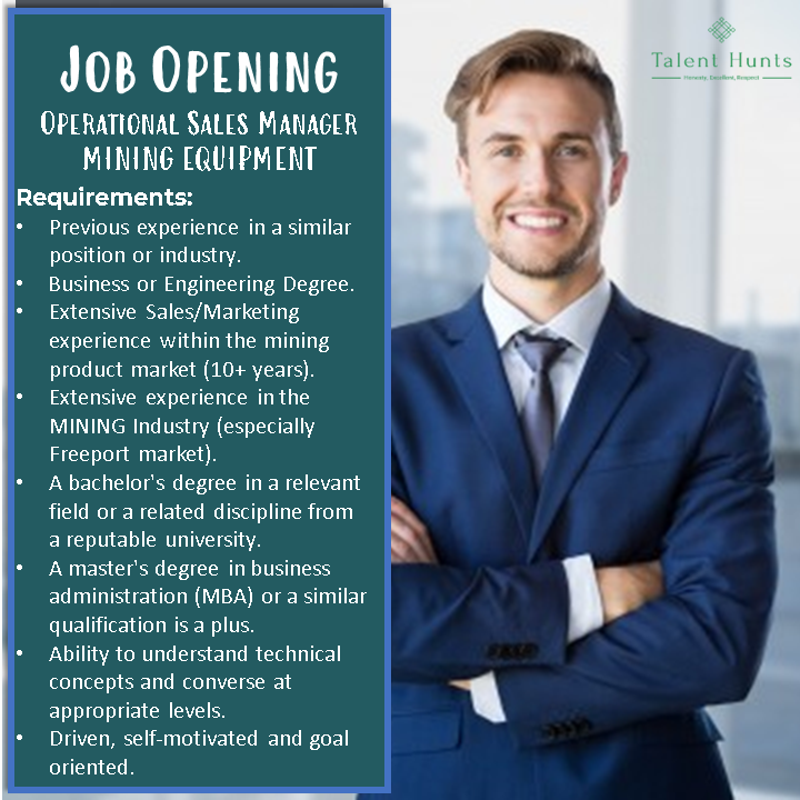 Our clients from Mining Equipment Industry is looking for a Operational Sales Manager to fill positions in their company.

If you are feel qualified and is interested, you can check the link below

talenthunts.id/job/operationa… 

#operational #salesmanager #miningequipment