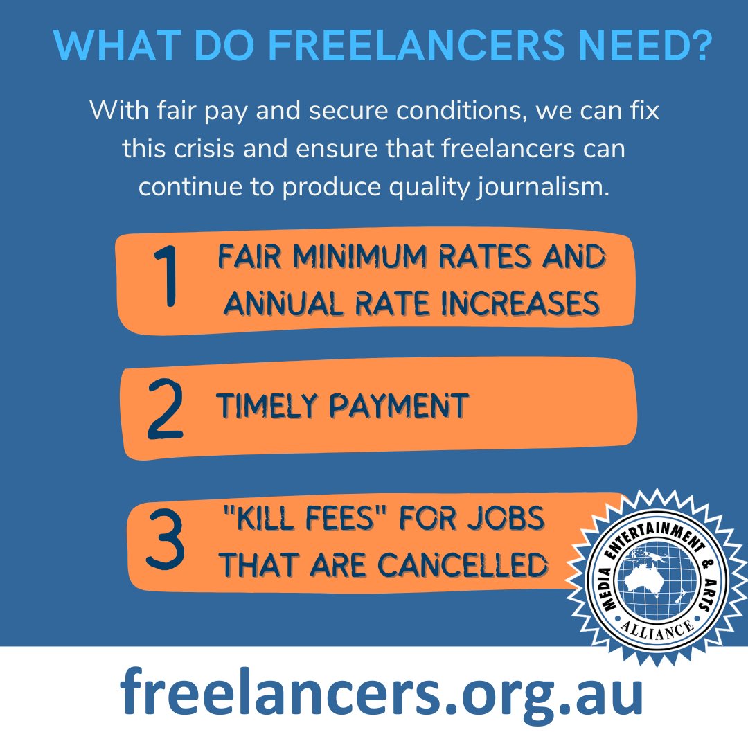 Here are the top three factors we need to fix to stop freelancers leaving the media industry.
Together we can fight for a more sustainable future.
Check out the 2024 Fair Go For Freelancers Report here: freelancers.org.au/fair-go-for-fr…
#FairGo4Freelancers #MEAAmedia