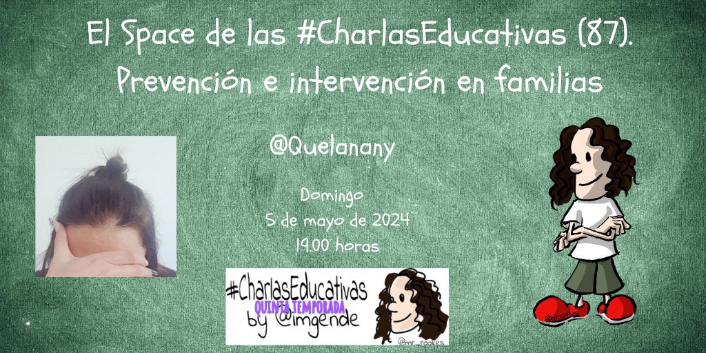 Este domingo tendré la oportunidad de seguir dándole voz a la #EducaciónSocial en el Space de las #CharlasEducativas de @imgende 
¡Os esperamos!