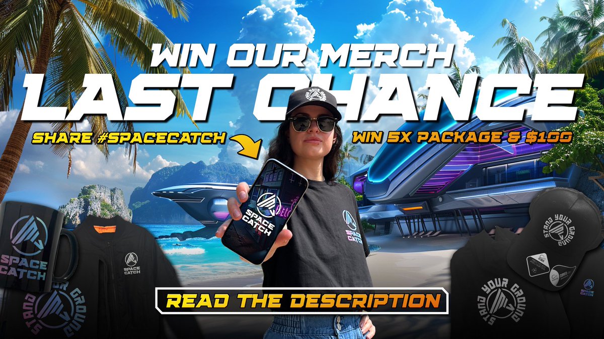 #Catchers, last chance to win 🎁🏆! Submit your unique #SpaceCatch promo today and win a merch package plus $100 💸! Tag us (@spacecatch_io) with #spacecatch #catchergang. 📆 𝙀𝙉𝘿𝙎 𝙏𝙊𝘿𝘼𝙔: 2nd May 2024, 20:00 UTC 𝘿𝙀𝙏𝘼𝙄𝙇𝙎: x.com/spacecatch_io/… #SpaceCatch…