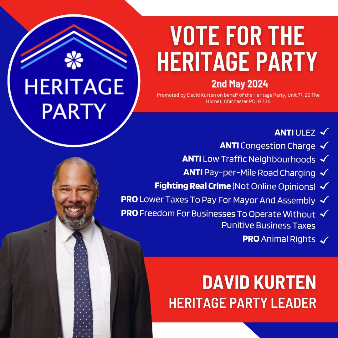 People in England. Today is the day for voting for the London Assembly and Local Elections. Please consider voting for the Heritage Party . A party that has great values that will help our country and the people. heritageparty.org