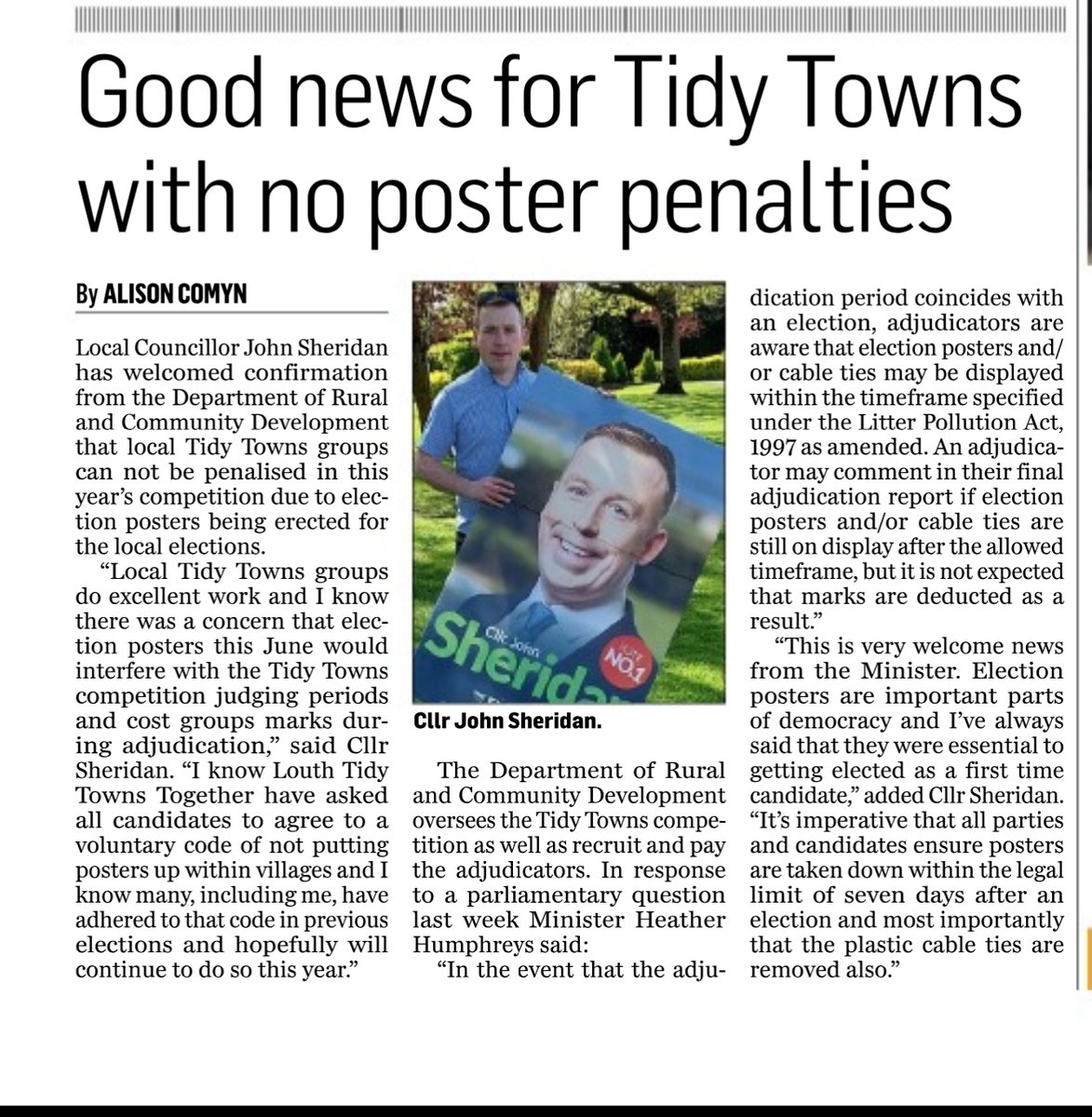 Local Tidy Towns groups can not be penalised in this year's competition. 
#DroghedaTidyTowns #TidyTowns