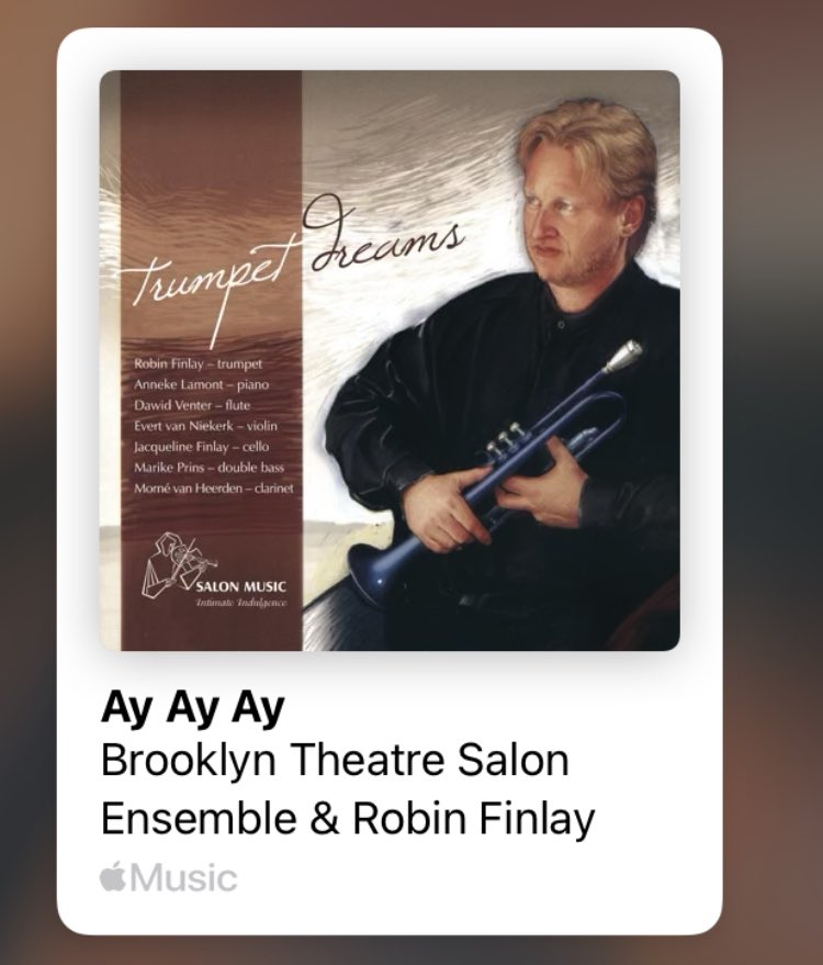 Ay Ay Ay - Mexican traditional performed on the trumpet by Robin Finlay & Brooklyn Theatre Salon Ensemble now online on the Salon Music label via iTunes. #classicalmusic #mexicanmusic #mexicantraditional #trumpet #ensemble #transcription #audio #nowonline 
music.apple.com/za/album/ay-ay…