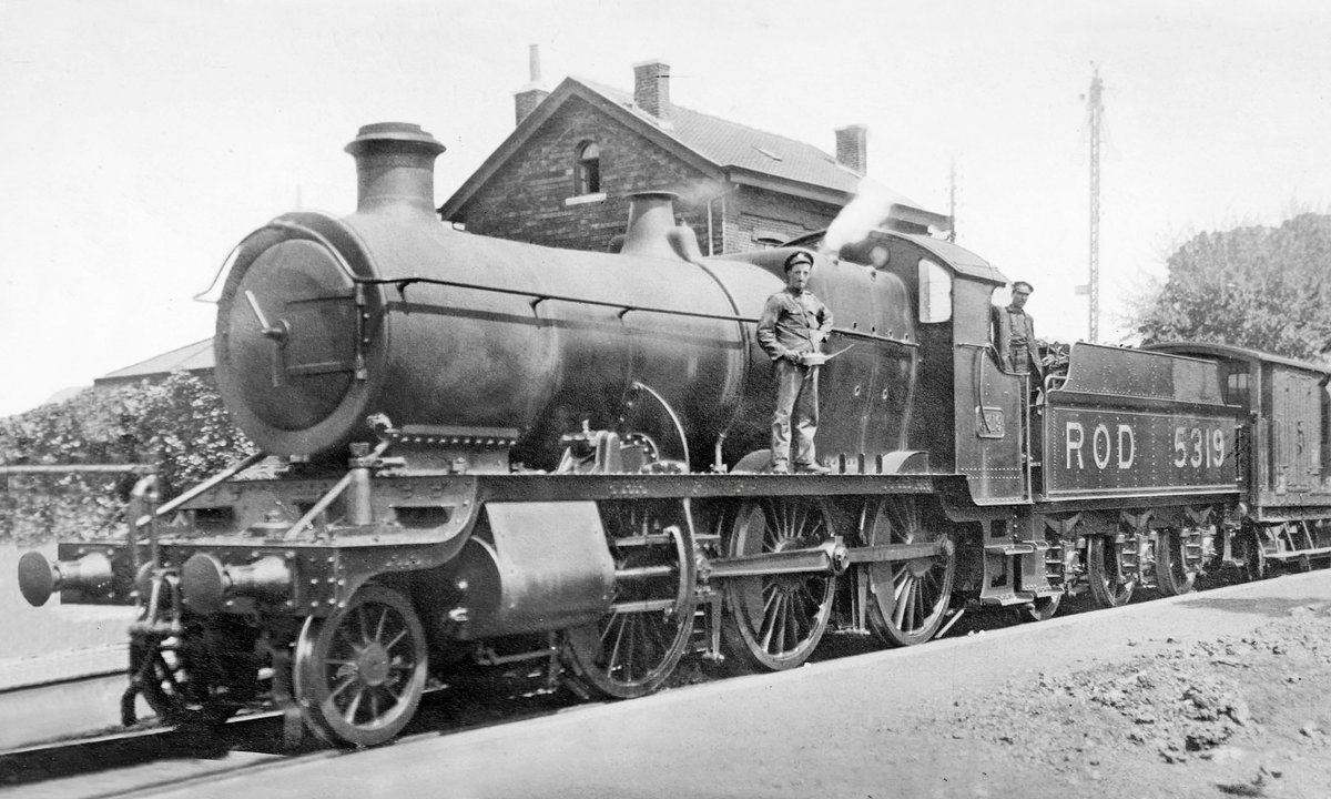 British Army Railway Operating Division (ROD) requisitioned Great Western Railway 43XX class 2-6-0 No. 5319 (Swindon, 1917) at Wizernes during its war service 1917-19.  A sister engine is preserved at Didcot. Edited. (Didcot Railway Centre).