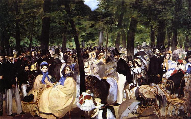 GOOD MORNING EVERYONE!!!☕️🥐😊 HAVE A GOOD DAY!!!✌️ Edouard Manet 'Music in the Tuileries', 1862, oil on canvas, genre painting, landscape, impressionism. London National Gallery.