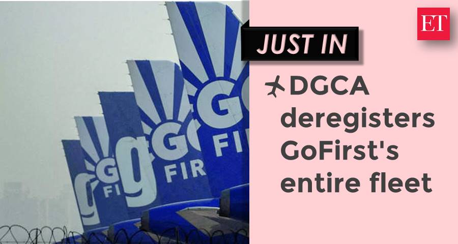 JUST IN: #DGCA deregisters #GoFirst's entire fleet 
(ETNow) 
🗞️ Catch the day's latest news and updates ➠  ecoti.in/Cxmdmb