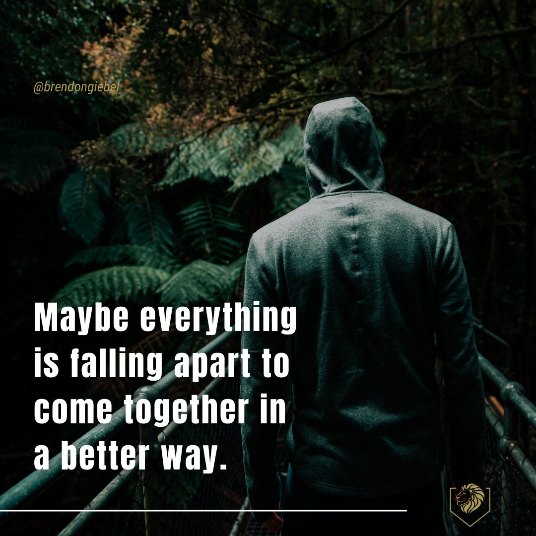 Sometimes Things Fall Apart to Make Way for Something Better. 🌟✨

In the midst of chaos, trust in the process of growth and renewal. Every setback paves the way for a brighter future. Keep faith, for better days are ahead.

#TrustTheProcess #SilverLining