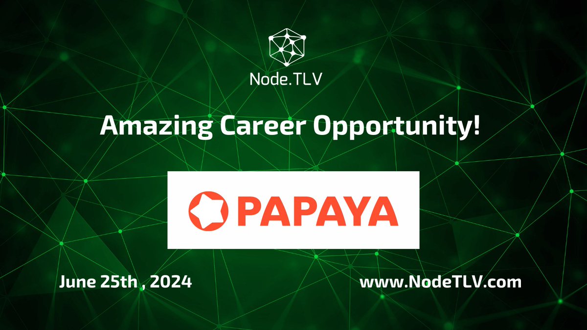 Looking for your next challange as a Senior Backend Engineer? Check out this great career opportunity by @official_papaya ! papaya.com/open-positions… For my career opportunities go to nodetlv.com/jobs/ #hiring #backenddeveloper