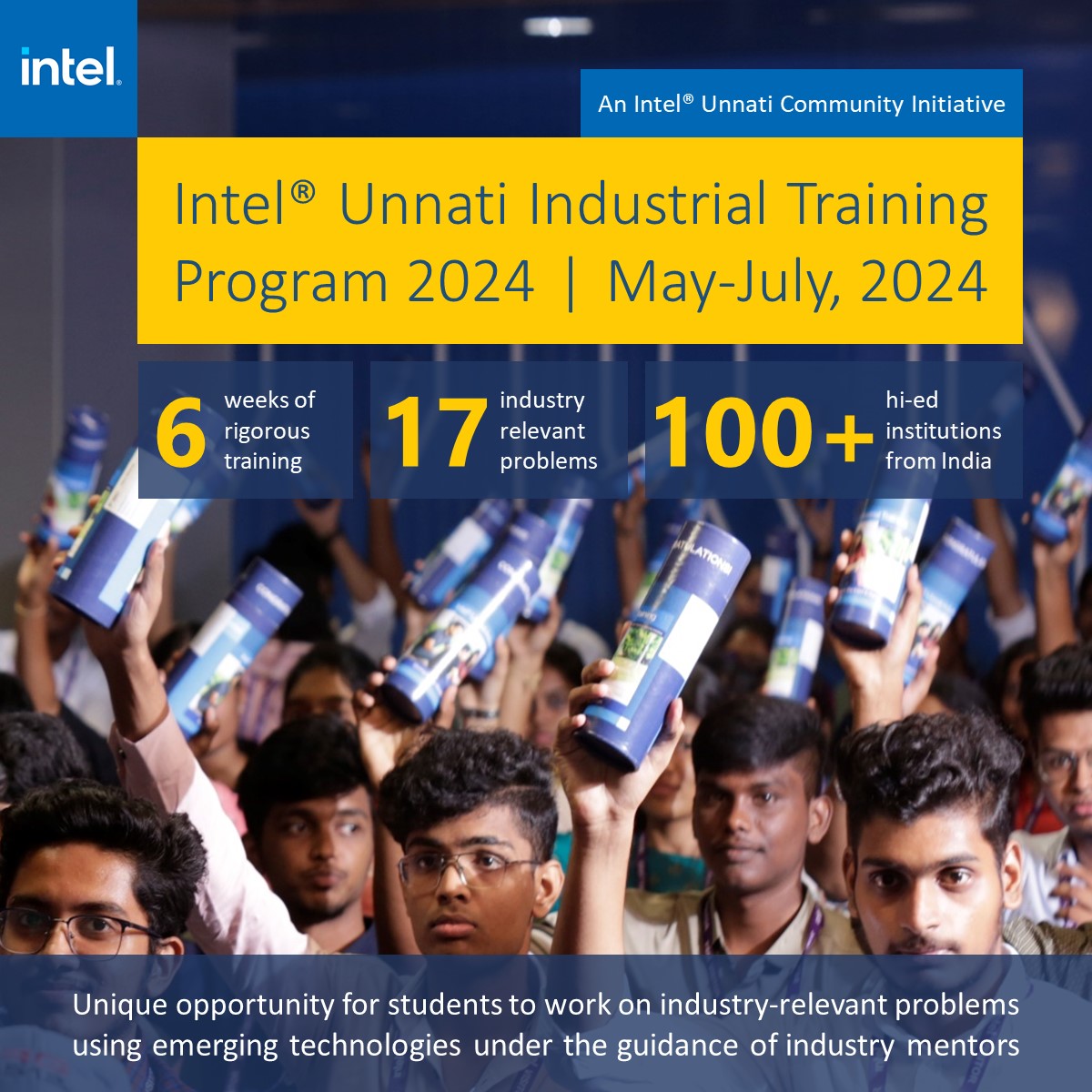 Big News! Intel® Unnati Industrial Training 2024 is here! 6 weeks, 110+ high-ed institutions and 3000+ students, building future skills with Intel industry experts and external mentors! #IntelUnnati #UnnatiTraining24 Learn more: unnatiindustrialtraining2024.com