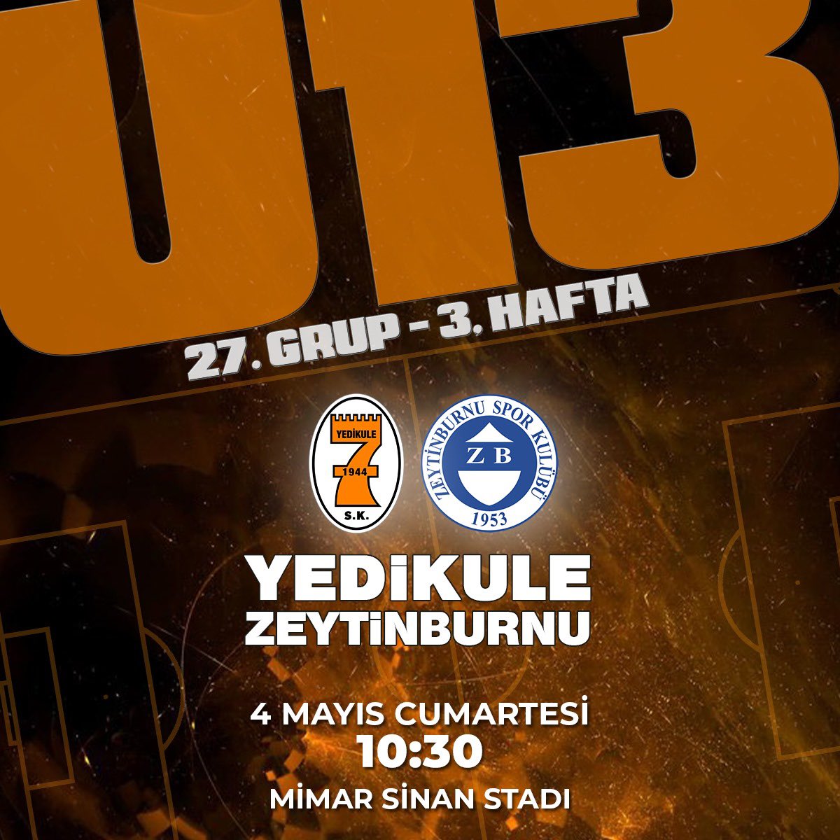 U13 takımımız, 4 Mayıs Cumartesi günü 10:30’da Mimarsinan Stadında Zeytinburnu Spor ile karşılaşacak.
Sporcularımıza başarılar diliyoruz. ⚪🟠