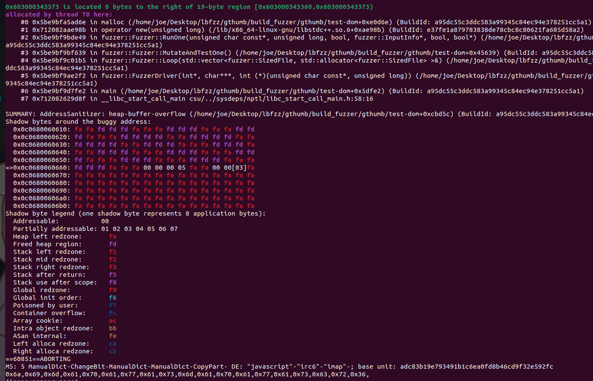 Oh hell yeah, late night fuzzing, real basic stuff, found me a heap overflow in a libc parsing function.
