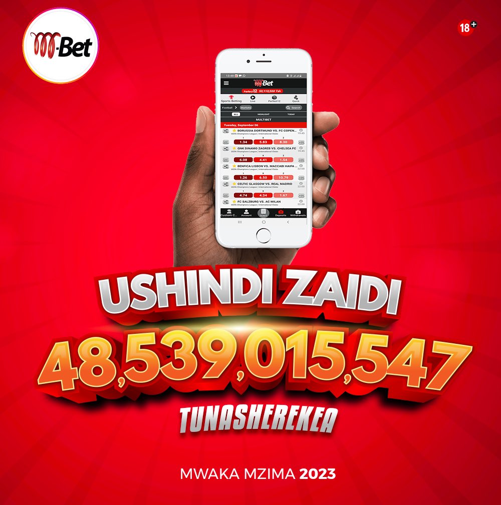 Uko tayari kwa ushindi mkubwa? Tumetoa mpunga wa zaidi Bil TZS 48.5 kwa wateja  wetu mwaka huu pekee! Jiunge na Jumuiya ya Washindi ya MBET leo na uwe sehemu ya hadithi ya mafanikio! #ShindaKubwa #JumuiyaYaMBET

#ShindaKubwa #JumuiyaYaMBET #UshindiMkubwa #ZawadiKubwa #Mafanikio