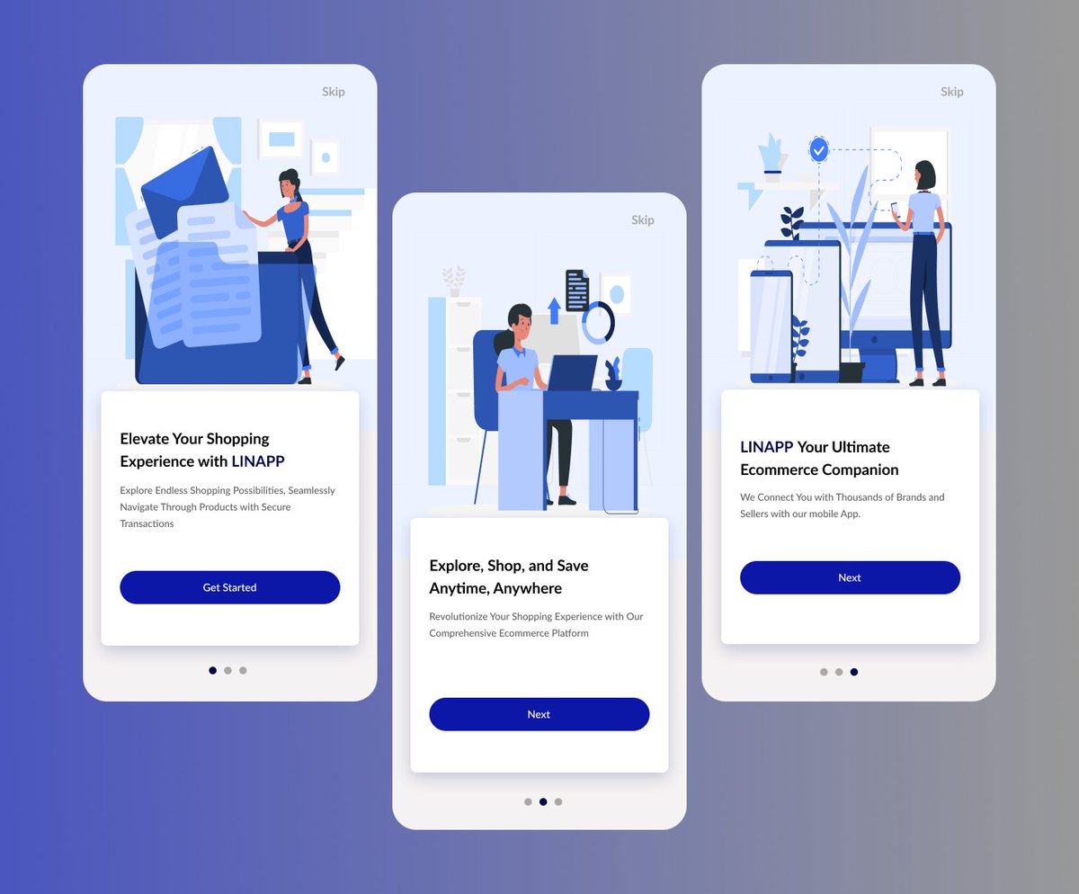 Onboarding screens designed by me.