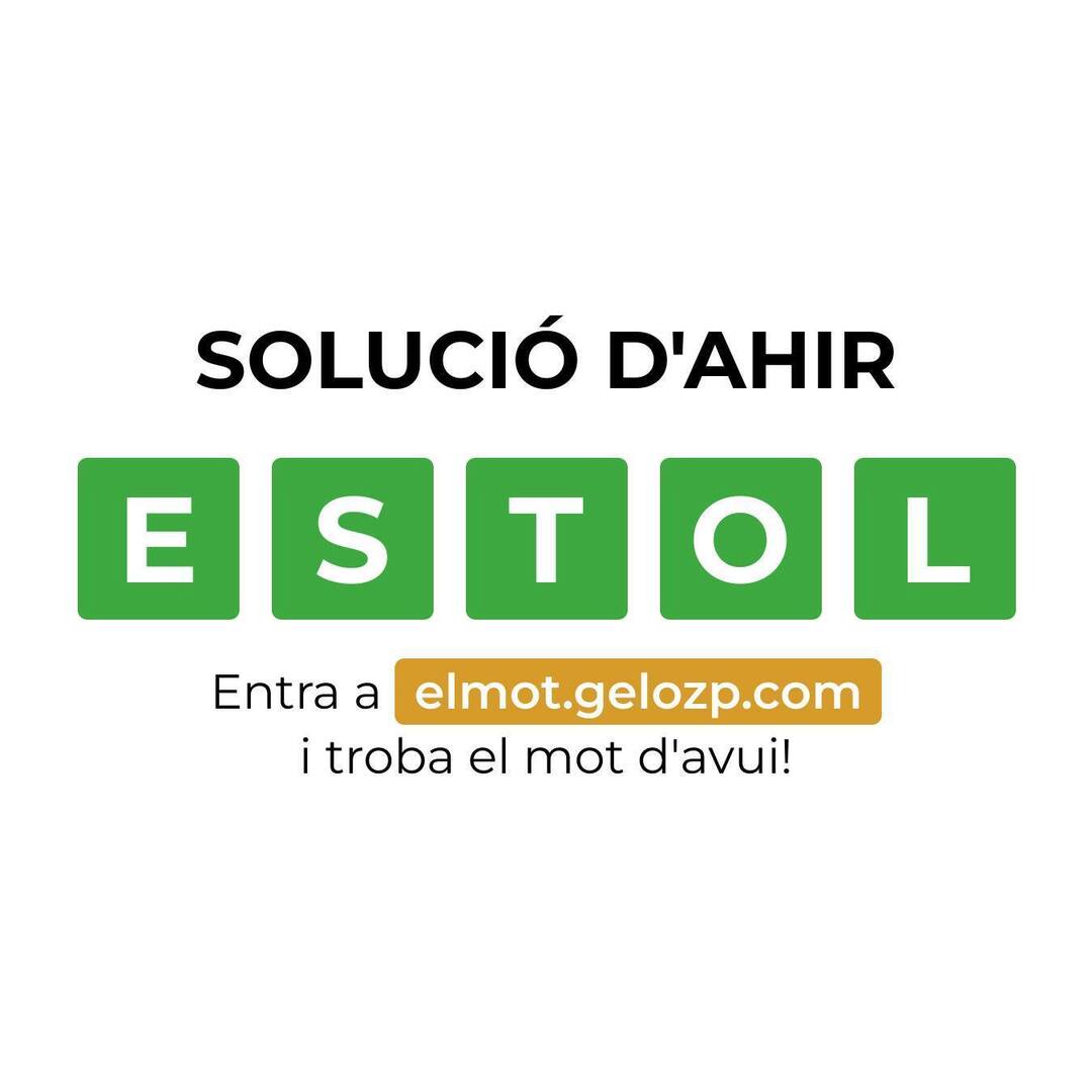 La solució d’ahir era ESTOL. La vas encertar? 
Entra a elmot.gelozp.com i troba la paraula d’avui!

#ElMot #WordleCAT