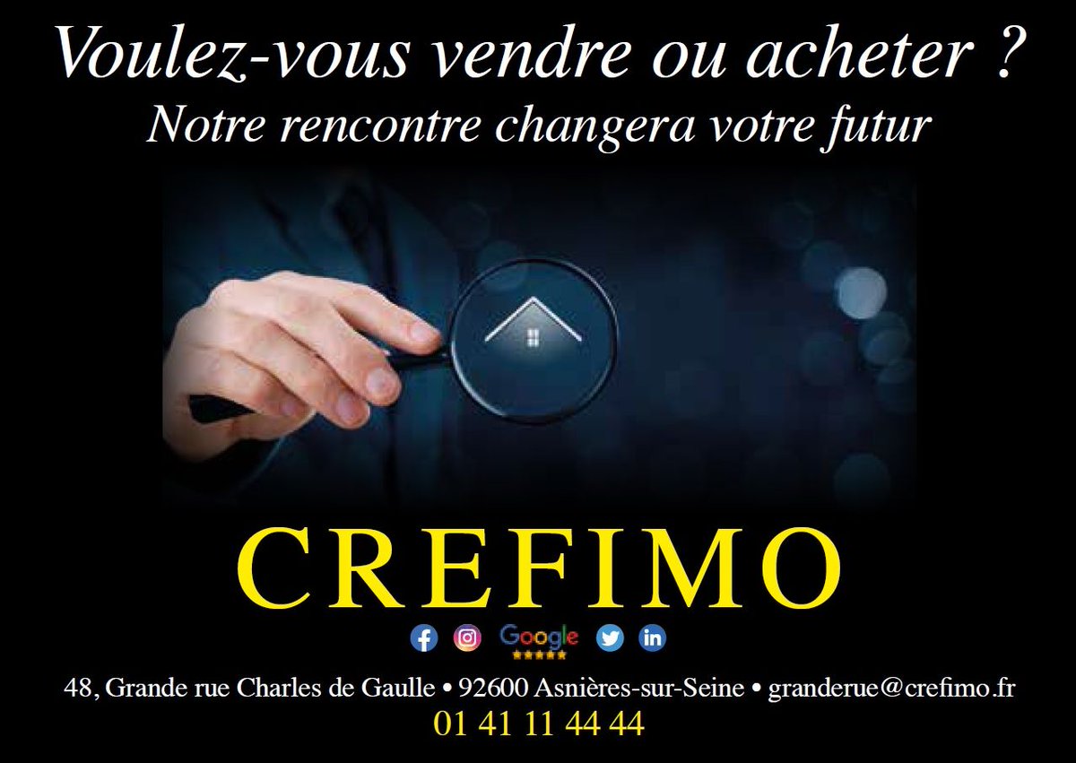 🏡 À la recherche d'un nouveau nid douillet ? Laissez-nous vous guider vers votre rêve immobilier ! 
Contactez-nous dès maintenant au 01 41 11 44 44 ou visitez notre site web pour en savoir plus : crefimo.fr
#immobilier #crefimo