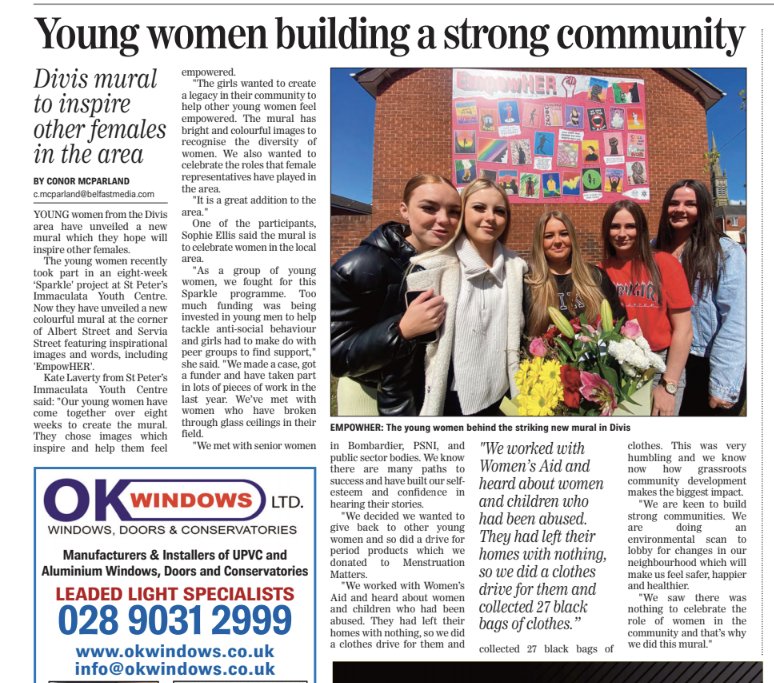 Thanks @ATownNews for carrying the story about our #youngwomen in @ImmacYc and their work on female empowerment in partnership with @FallsResidents 🙏