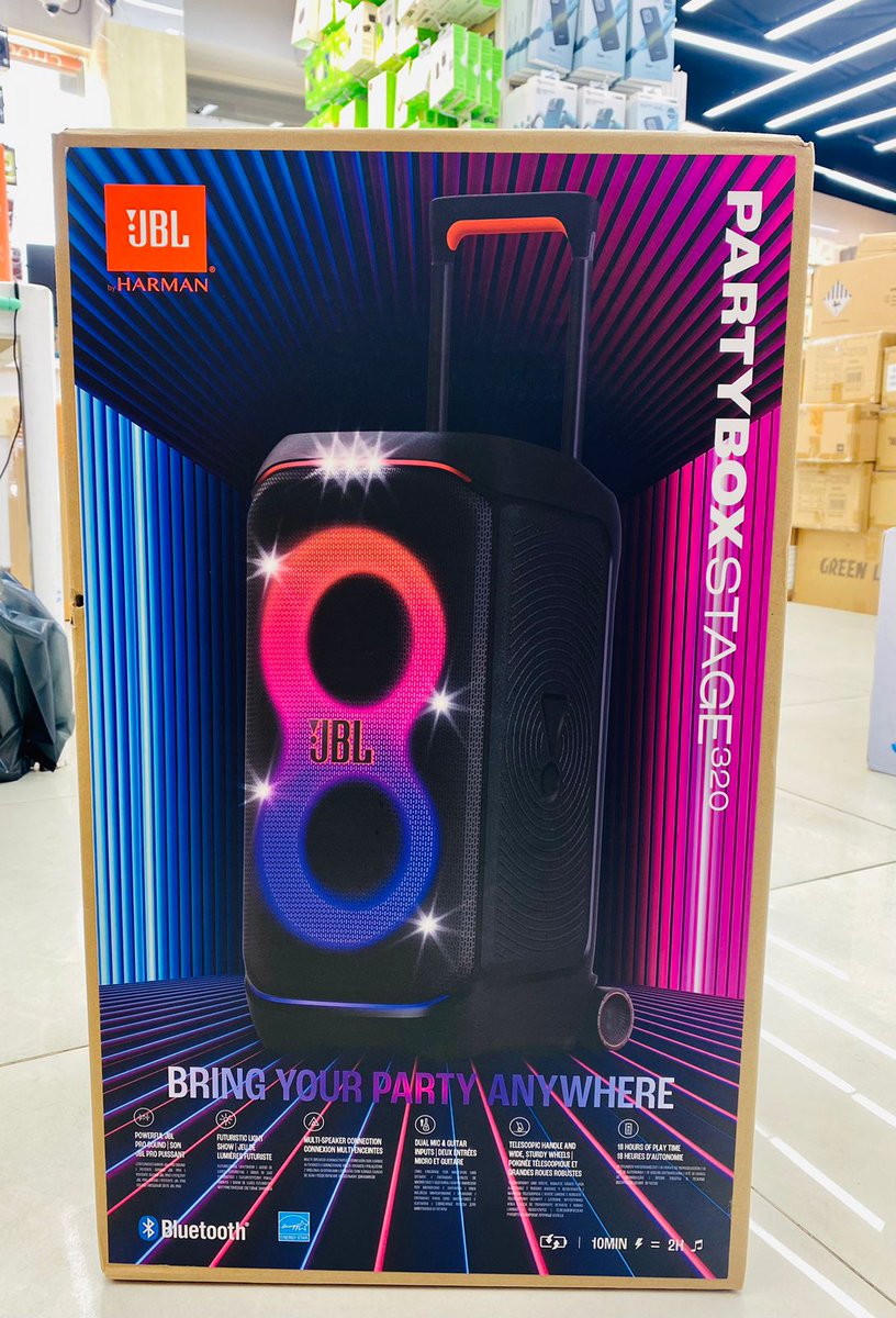 Today's Pick🛒
JBL Partybox Stage 320
🏷2.35M

Telescopic handle and wide, sturdy wheels - 18H Playtime - Futuristic lightshow - Powerful JBL Pro Sound - AI Sound Boost - IPX4 Splashproof - Dual mic & Guitar inputs - Multi-point connection 

☎️0759205339
📦We deliver countrywide.