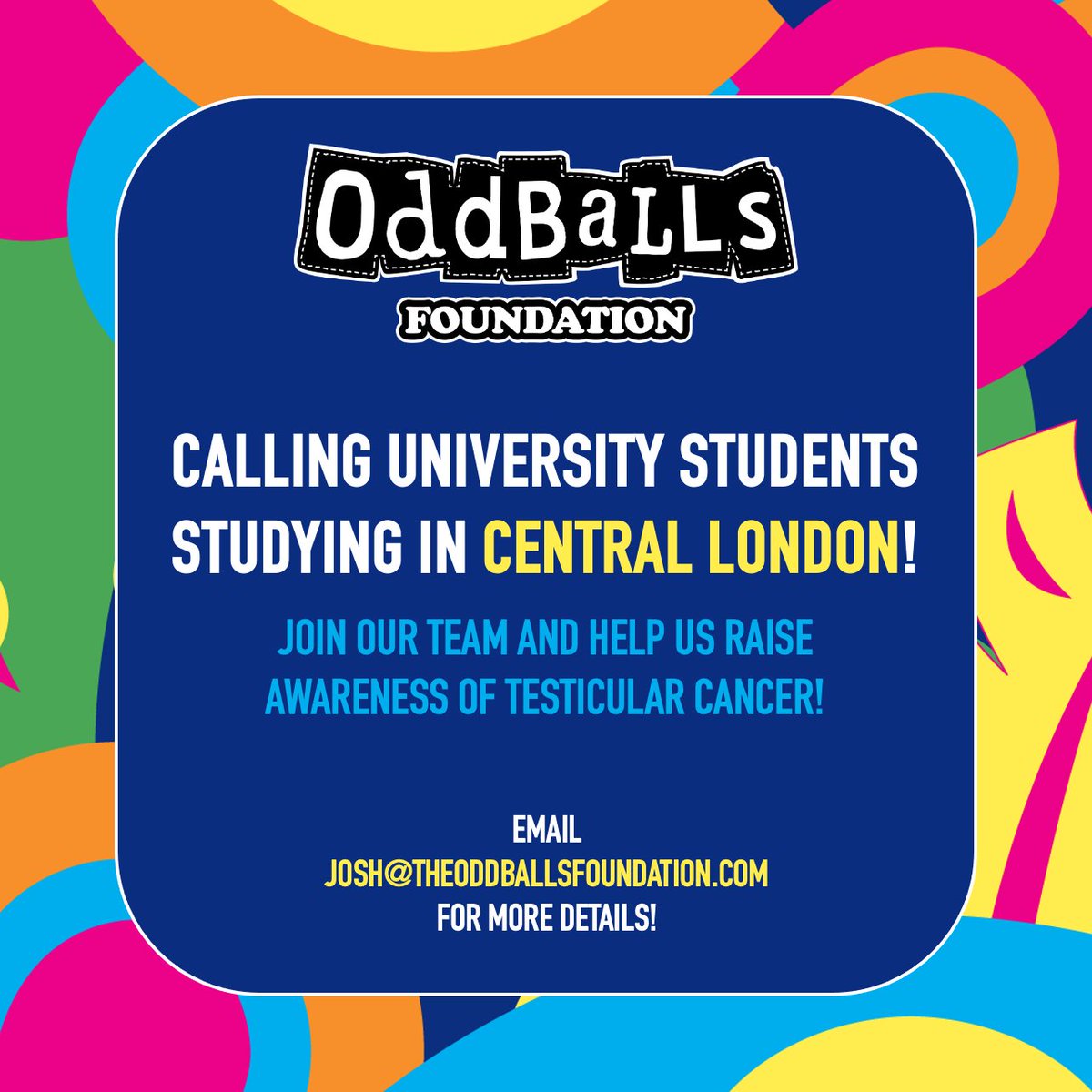Central London University Ambassadors WANTED! 💪 If you’re a university student studying in central London, who may be interested in representing The OddBalls Foundation, please contact Josh via the email below. 🙌 📧 Josh@TheOddBallsFoundation.com #London