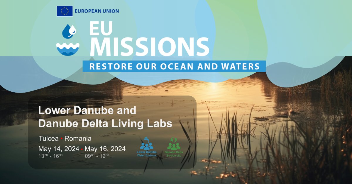Don't miss the #EcoDaLLi Lower Danube and Danube Delta Living Labs events 📣 on 14-16 May 🗓️.

Join to learn about #restoration, water systems and #biodiversity in the #Danube river 💧.

Register online 👉 tinyurl.com/ycyea45b
#MissionOcean